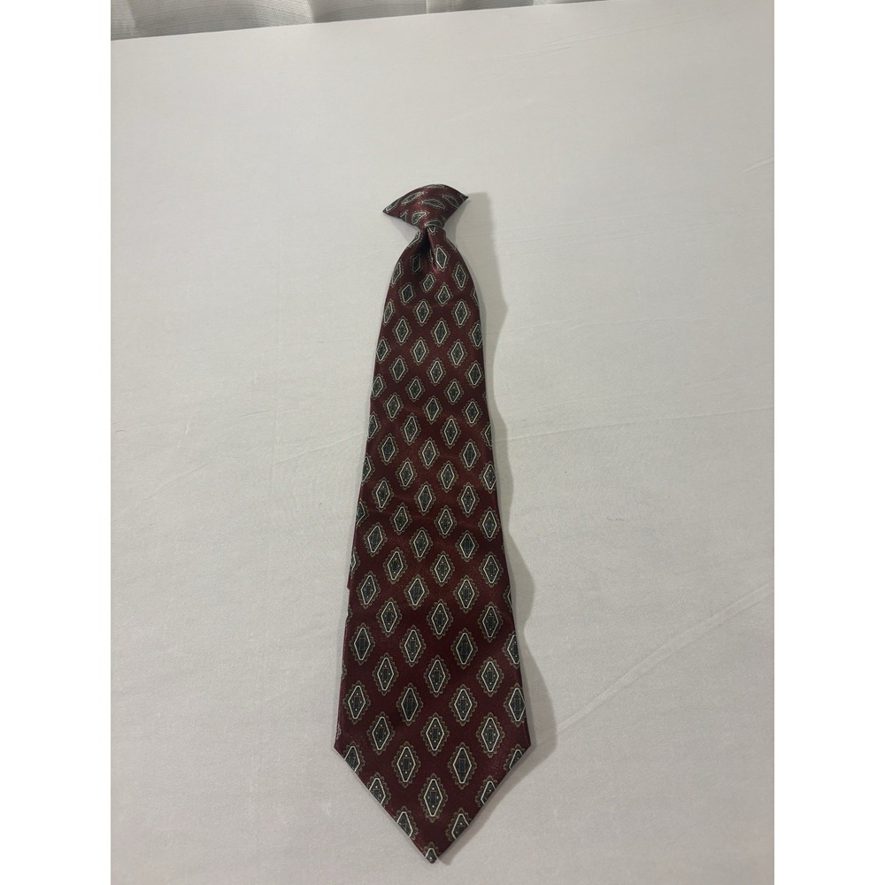 David Taylor Men's Clipโ On Tie Maroon Made In USA 18In.